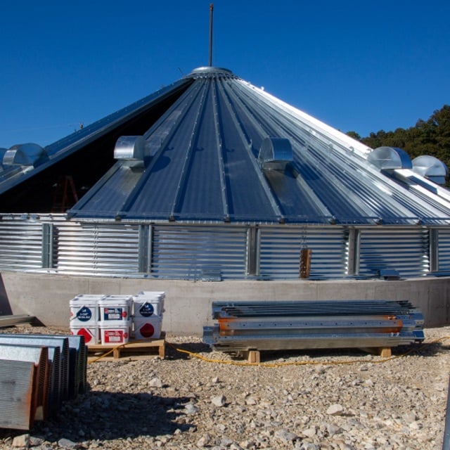 Grain bin bought with farm loan from Farm Credit Mid-America.