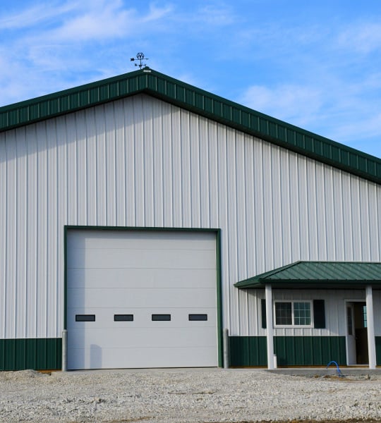 Metal pole barn shop.